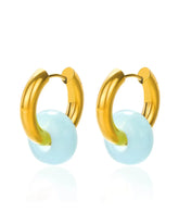 18k gold-plated stainless steel, Tarnish-free, Waterproof, Suitable for sensitive skin, gold earrings, retro earrings, vintage charm, classic earrings, beautiful earrings, timeless earrings, hoop earrings, charm earrings, light blue earring